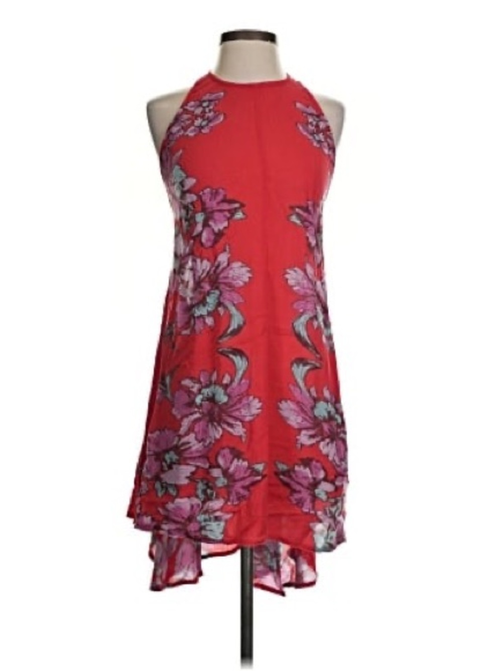 Free People Red Floral Halter High-Low Dress